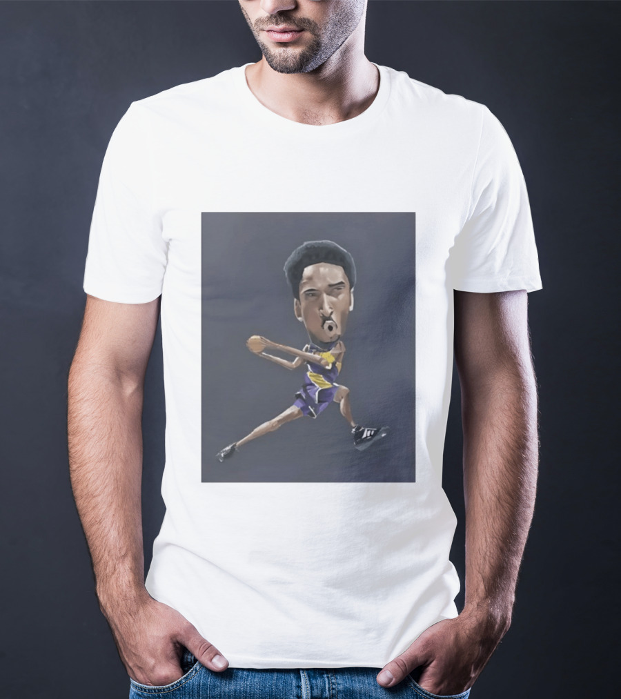 Kobe Bryant Caricature In Lakers Basketball Jersey T-Shirt