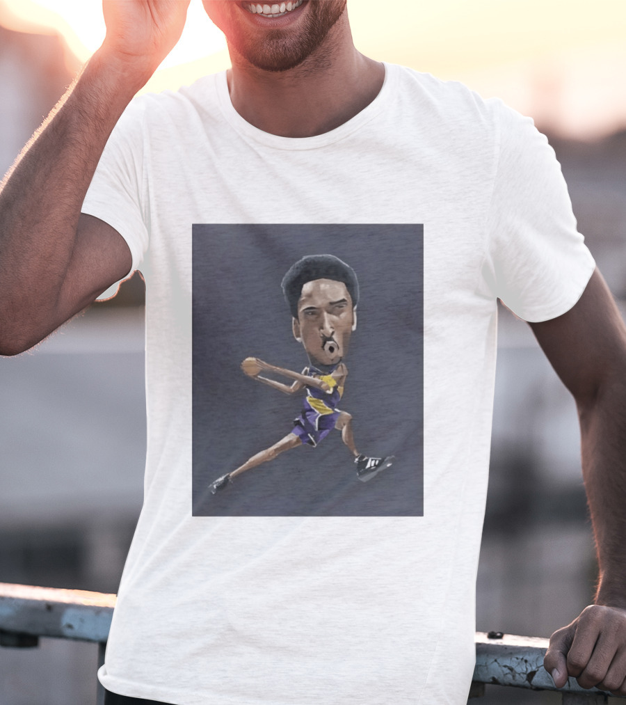 Kobe Bryant Caricature In Lakers Basketball Jersey T-Shirt