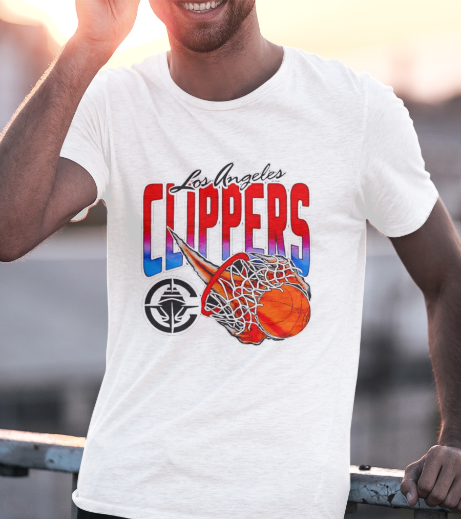 Los Angeles Clippers Basketball Flaming Hoop T-Shirt