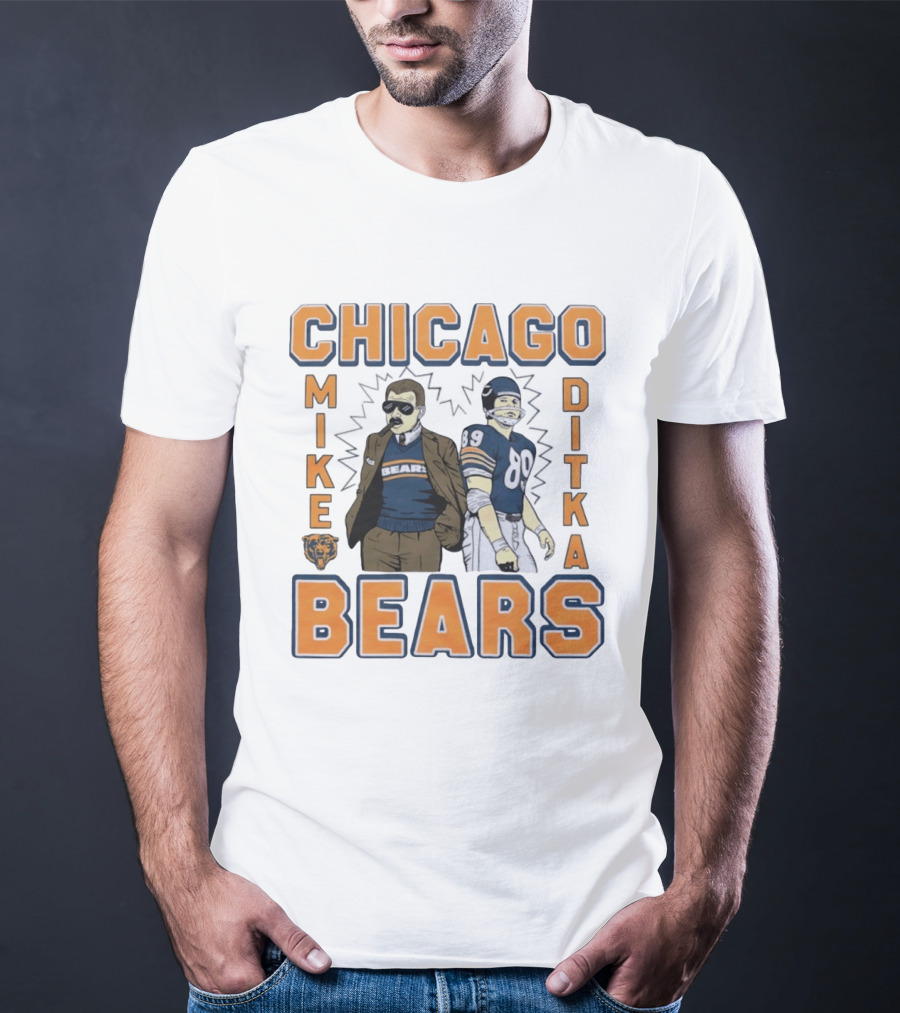 Mike Ditka Chicago Bears Retro Style Smoking Cigar T-Shirt