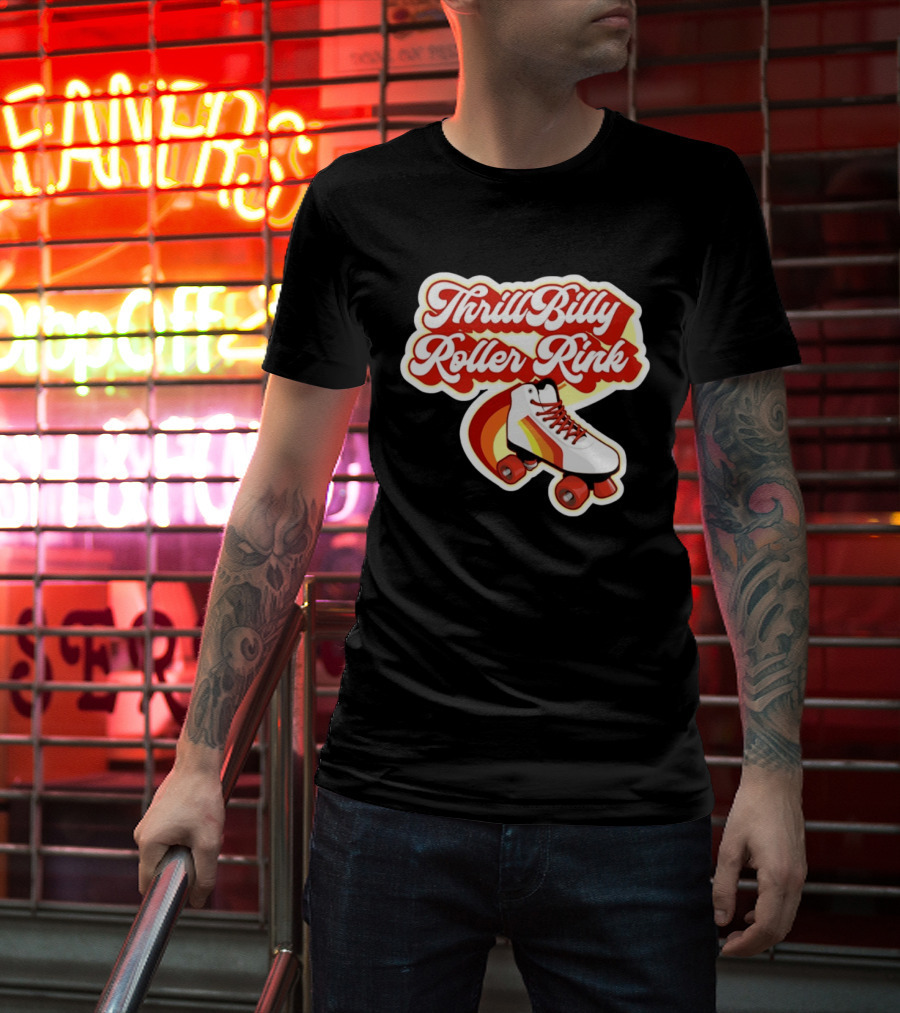 Thrill Billy Roller Rink Vintage Skate White Red Yellow T-Shirt