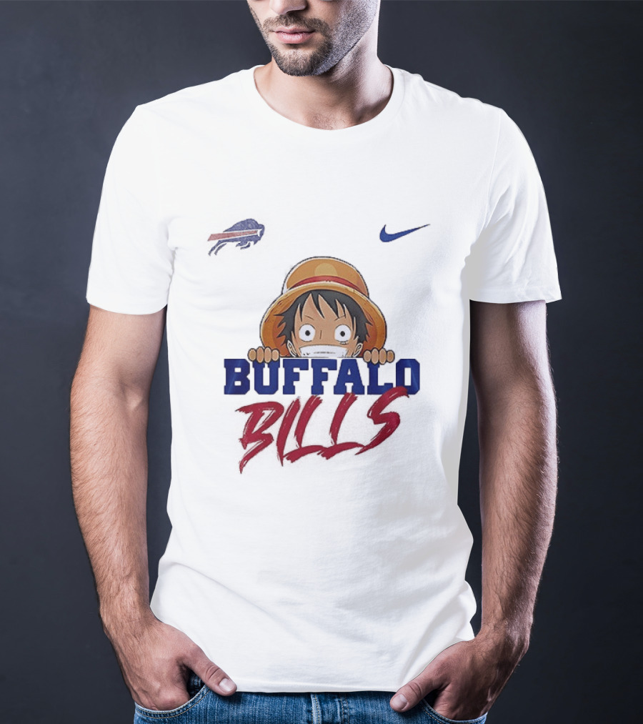 Buffalo Bills One Piece Monkey D Luffy Nike Collaboration T-Shirt
