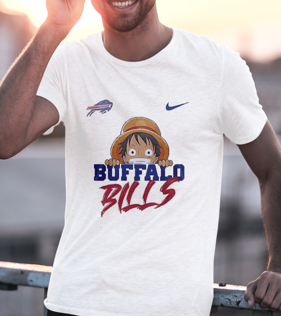 Buffalo Bills One Piece Monkey D Luffy Nike Collaboration T-Shirt