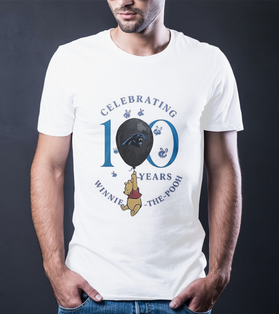 Carolina Panthers Winnie The Pooh 100th Anniversary Celebrating Years T-Shirt