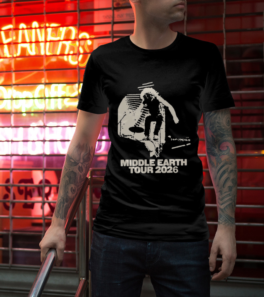 Jesse Welles Middle Earth Tour 2026 Sketch Style Concert Promotion T-Shirt