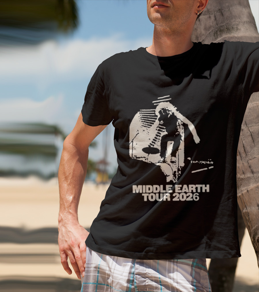 Jesse Welles Middle Earth Tour 2026 Sketch Style Concert Promotion T-Shirt