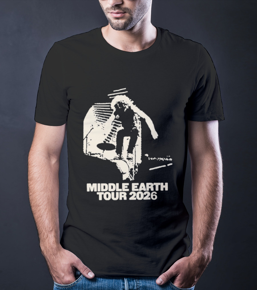 Jesse Welles Middle Earth Tour 2026 Sketch Style Concert Promotion T-Shirt