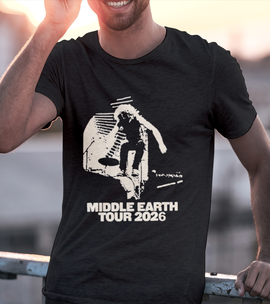 Jesse Welles Middle Earth Tour 2026 Sketch Style Concert Promotion T-Shirt