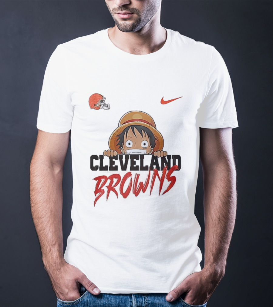 Cleveland Browns One Piece Monkey D Luffy Nike Collaboration T-Shirt