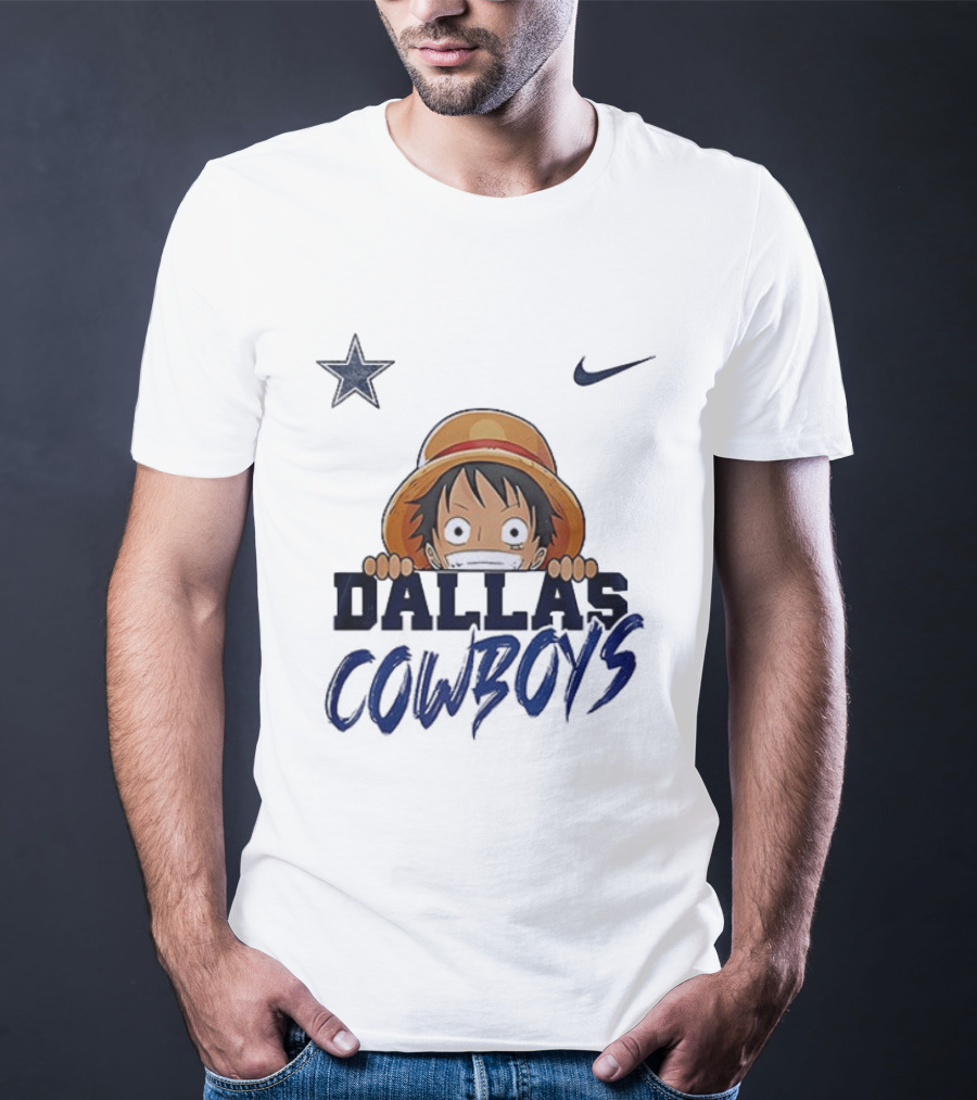Dallas Cowboys One Piece Monkey D Luffy Nike Collaboration T-Shirt