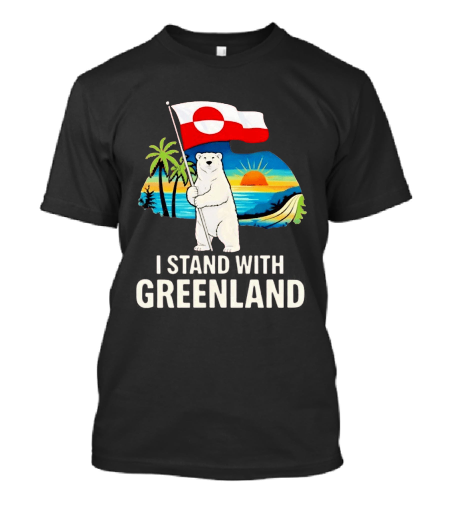 I Stand With Greenland Polar Bear Sunburst Scenery T-Shirt