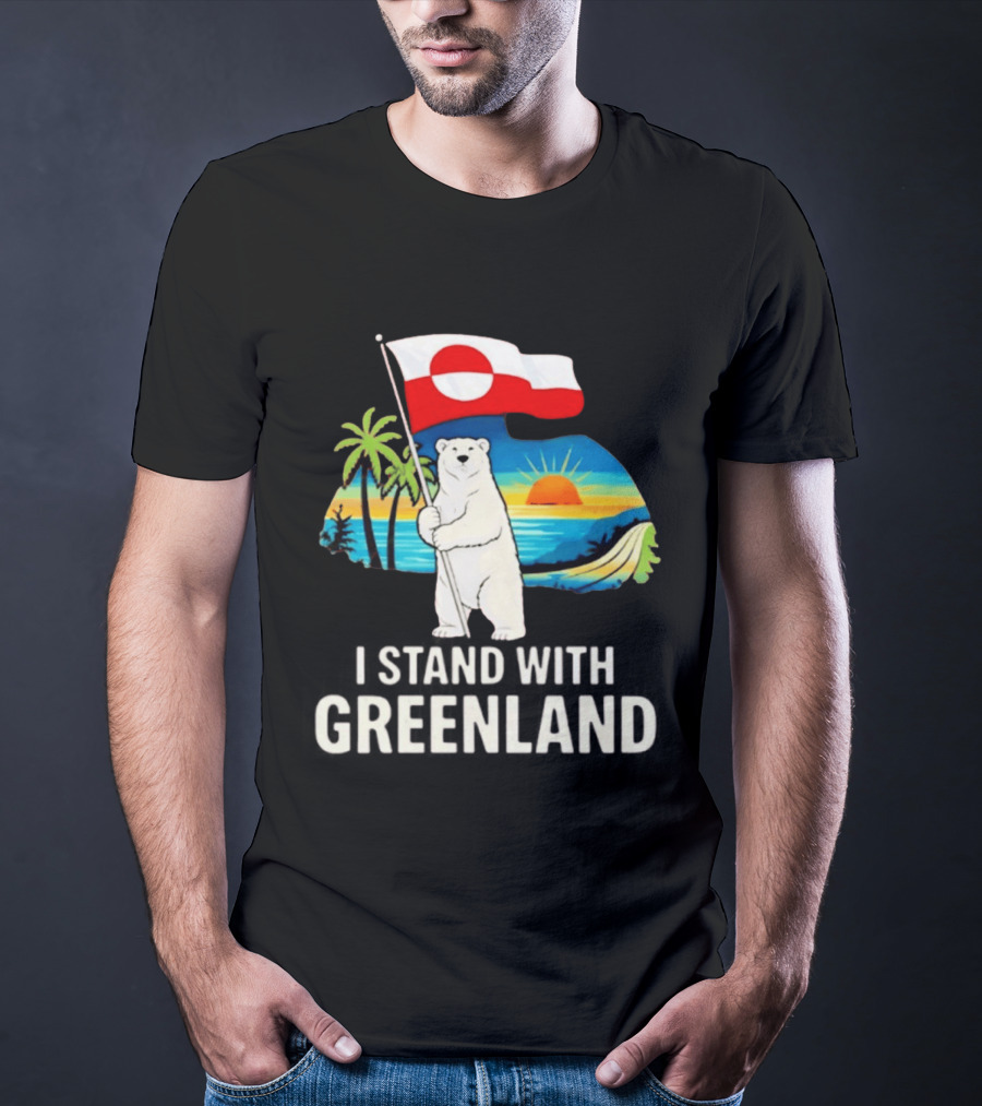 I Stand With Greenland Polar Bear Sunburst Scenery T-Shirt