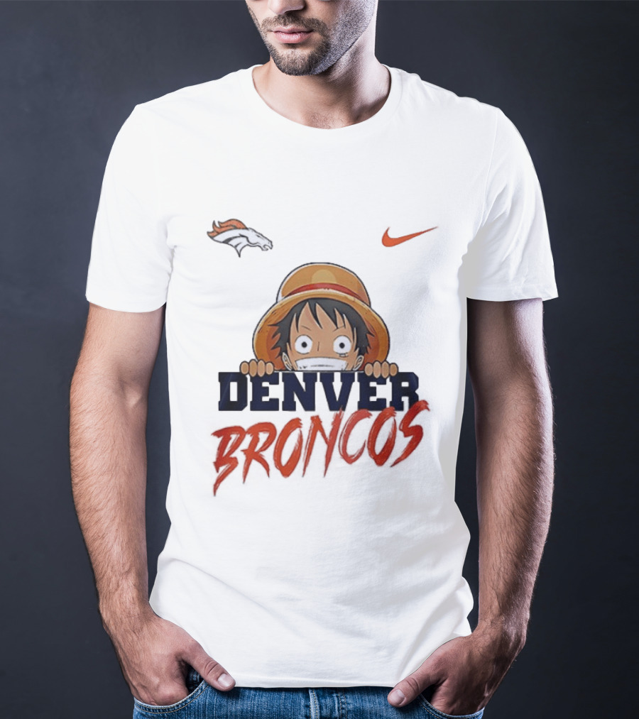 Denver Broncos One Piece Monkey D Luffy Anime Crossover Nike Collaboration T-Shirt