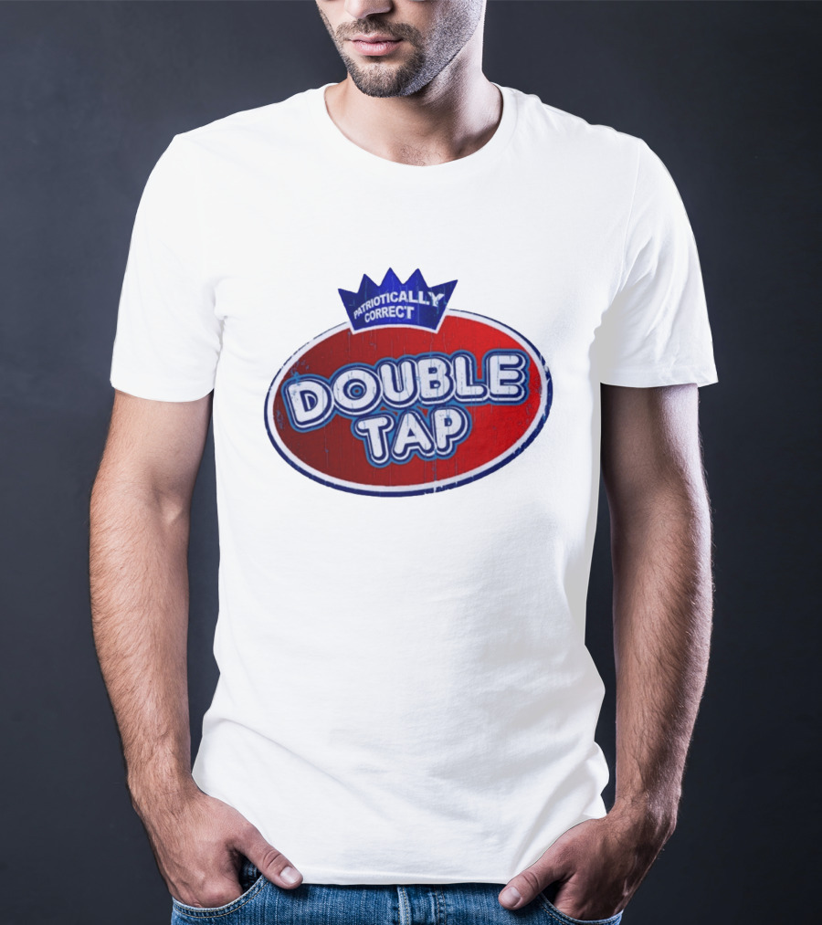 Patriotically Correct Double Tap Oval Design With Crown T-Shirt