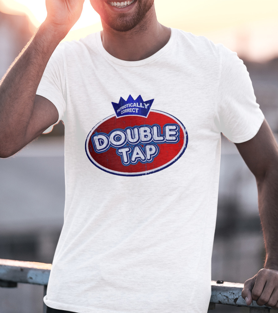 Patriotically Correct Double Tap Oval Design With Crown T-Shirt
