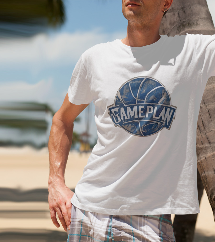 Gameplan Basketball Painting Blue Basketball T-Shirt
