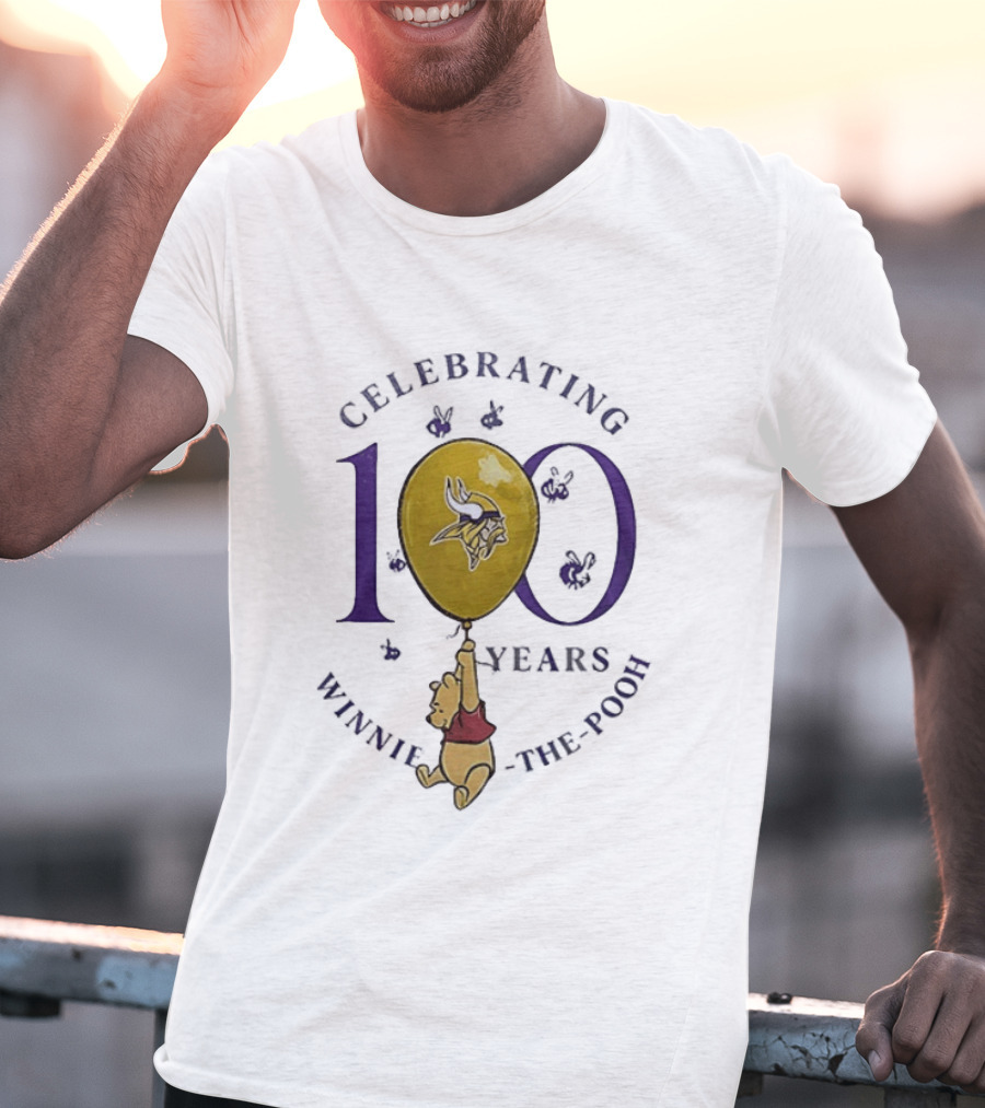 Celebrating 100 Years Minnesota Vikings Winnie The Pooh Anniversary T-Shirt