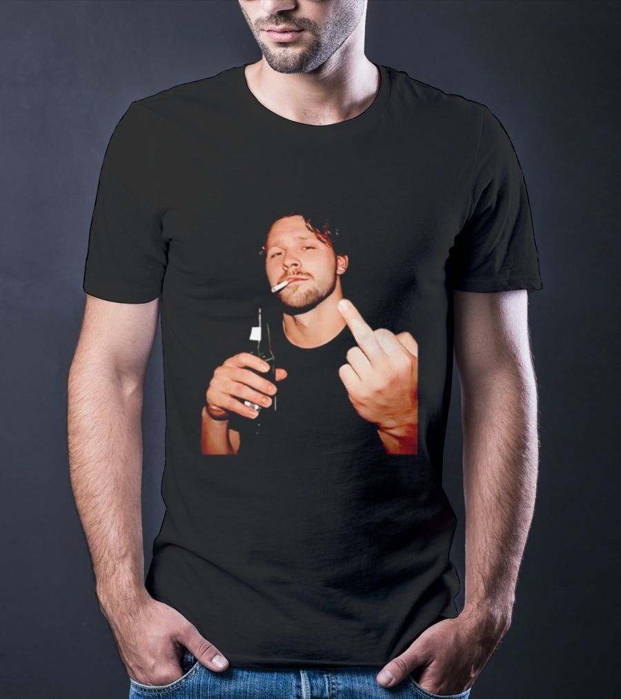 Josh Allen Smoking And Holding Beer Middle Finger T-Shirt