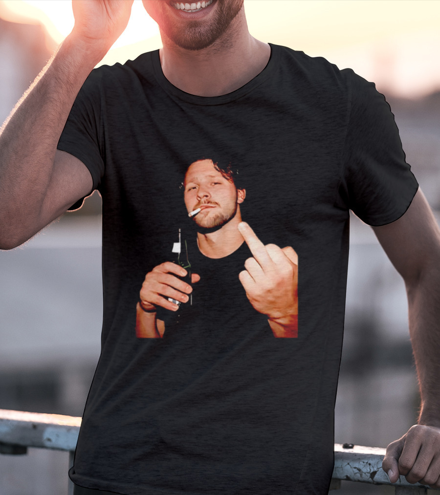 Josh Allen Smoking And Holding Beer Middle Finger T-Shirt