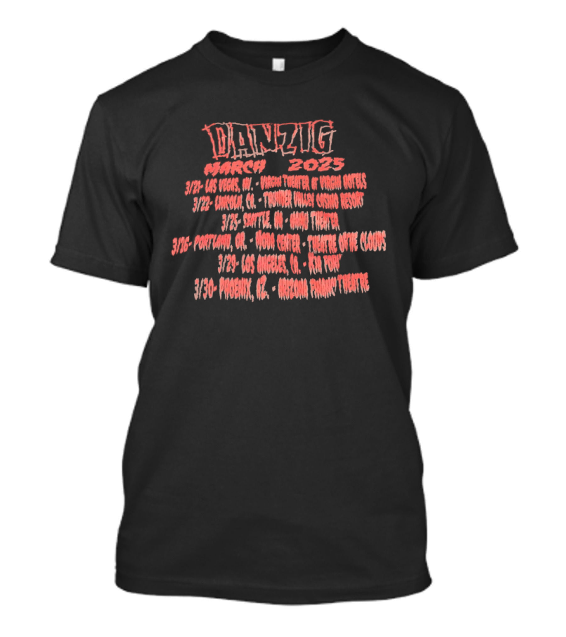 Danzig March 2025 Tour Dates And Locations T-Shirt
