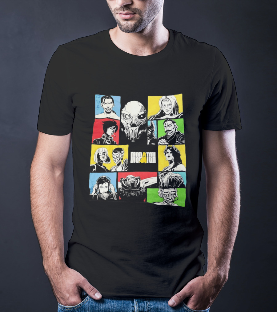 Dispatch Comic Style Characters In Vibrant Color Blocks T-Shirt