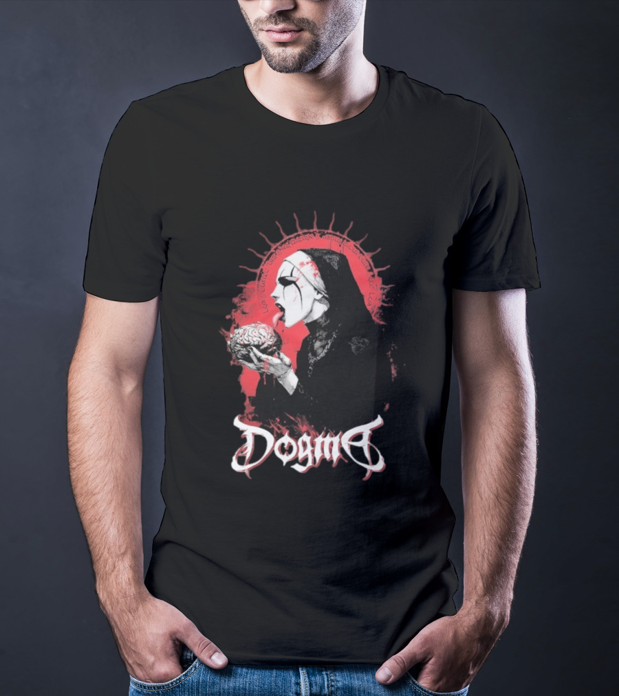 Dogma Brain Gothic Nun With Red Halo And Brain T-Shirt
