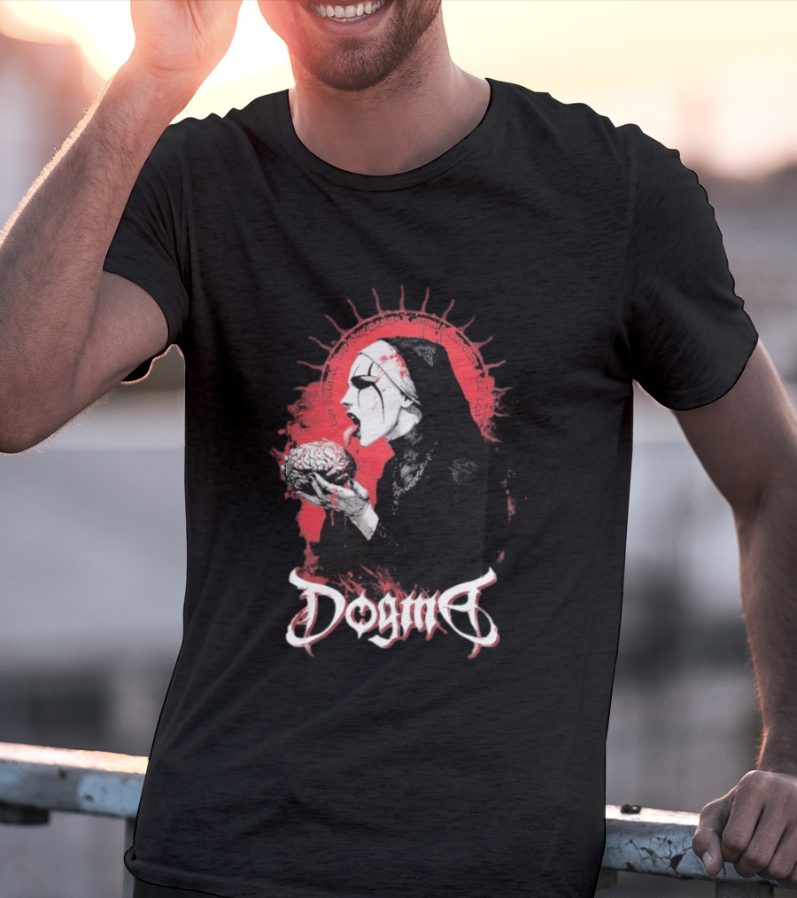 Dogma Brain Gothic Nun With Red Halo And Brain T-Shirt