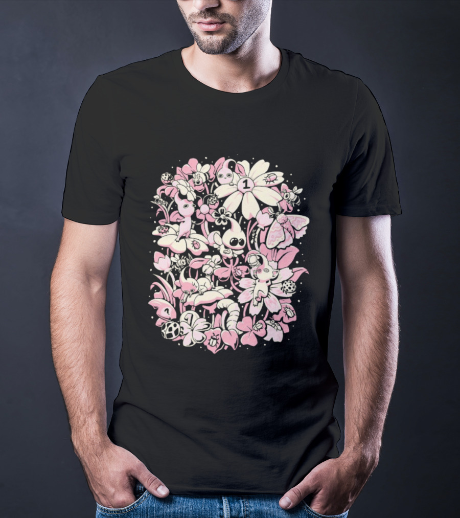 Eduardo Ely Tiny Garden Wildflowers Number 1 Butterfly T-Shirt