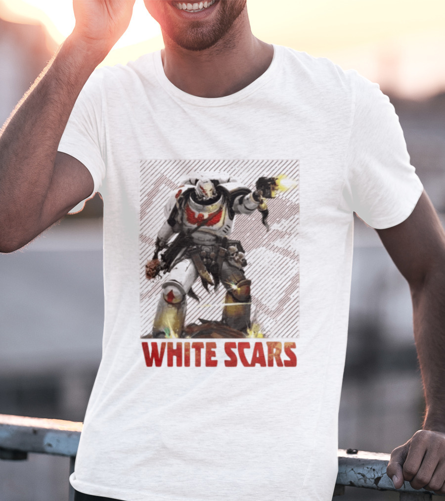 Warhammer 40 000 White Scars Power Armor Warrior With Weapon T-Shirt