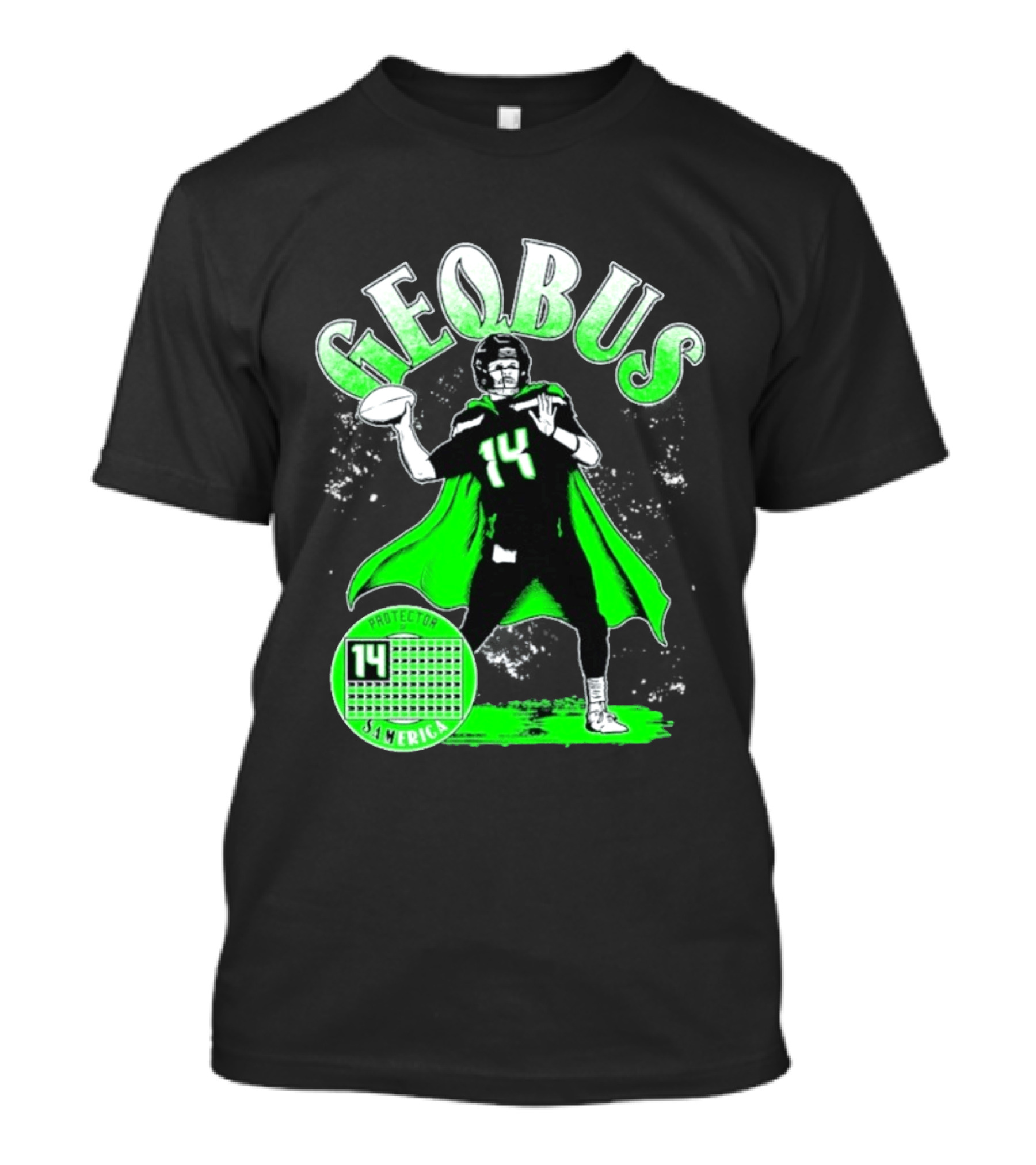 Geqbus Protector 14 Sam Erica Football Hero Green Cape T-Shirt