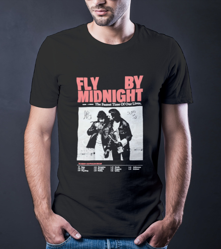 Fly By Midnight The Fastest Time Of Our Lives Black And White Signatures T-Shirt