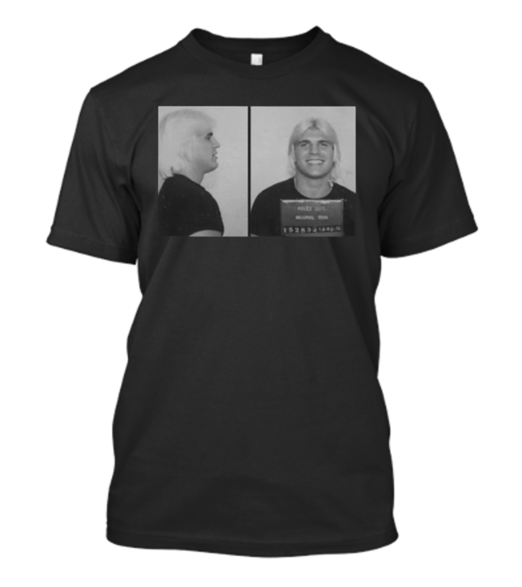 Tommy Rich Shot Police Dept Image With Smiling Wrestler 1980s Black And White T-Shirt