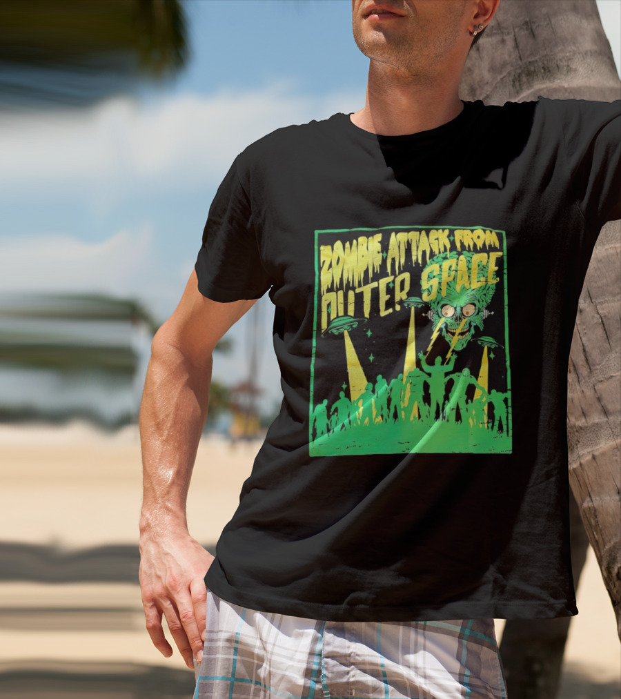 Zombie Attack From Outer Space UFO Alien Invasion T-Shirt