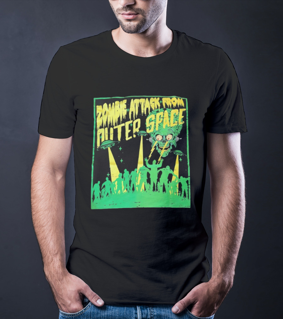 Zombie Attack From Outer Space UFO Alien Invasion T-Shirt
