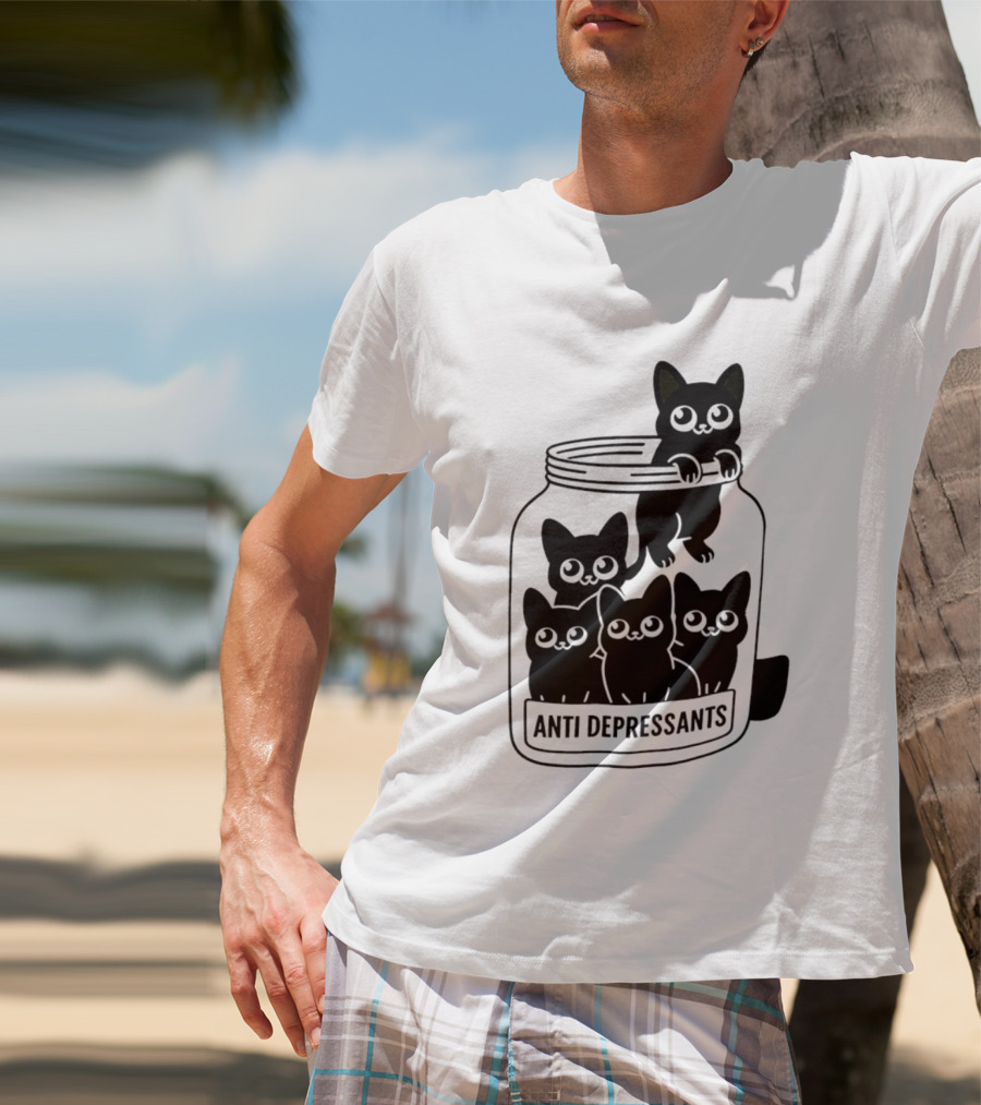 Anti Depressants Cat Jar With Cute Kittens T-Shirt