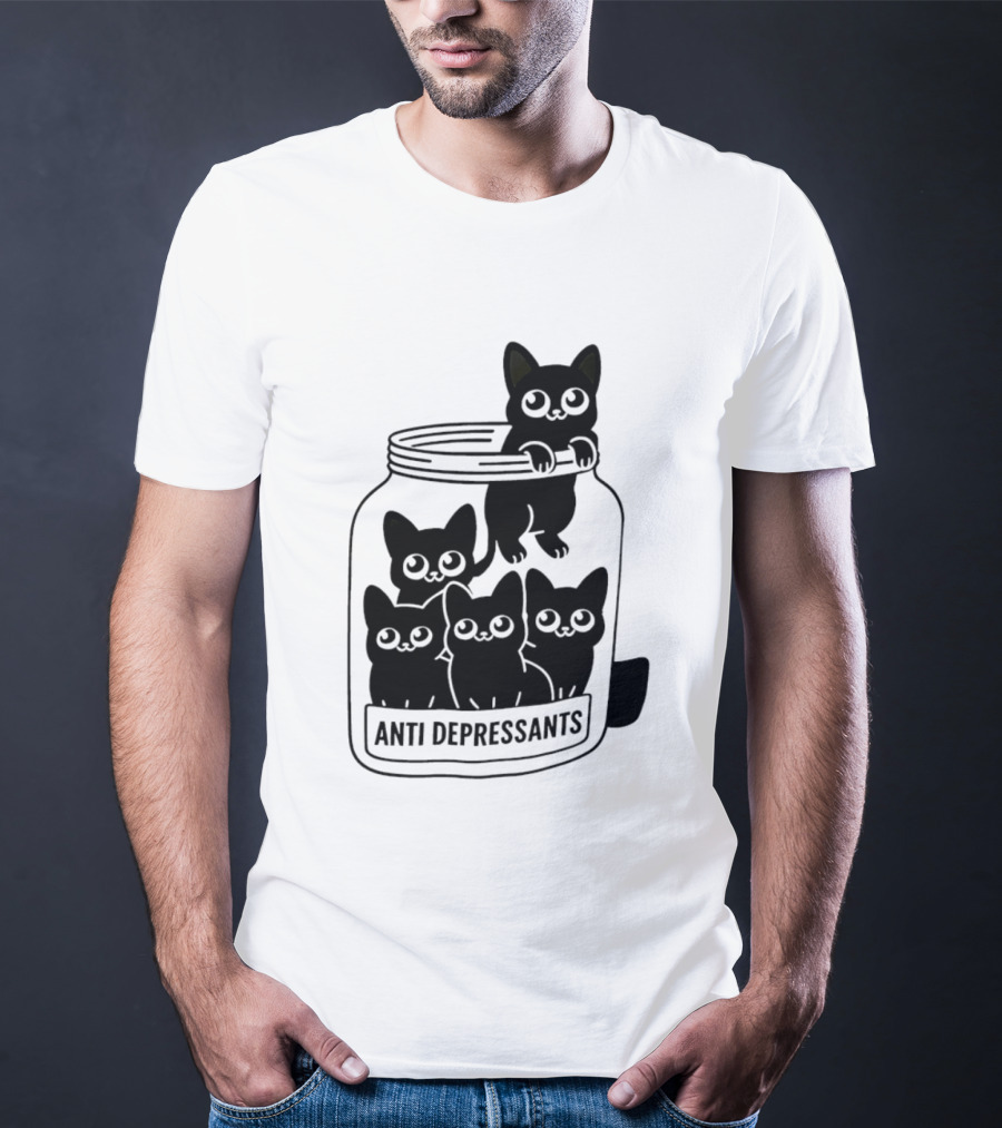 Anti Depressants Cat Jar With Cute Kittens T-Shirt