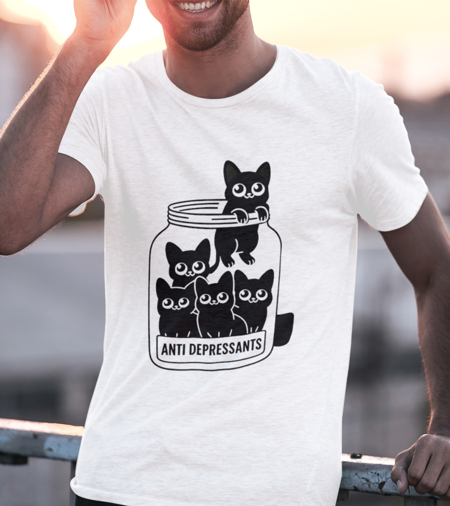Anti Depressants Cat Jar With Cute Kittens T-Shirt
