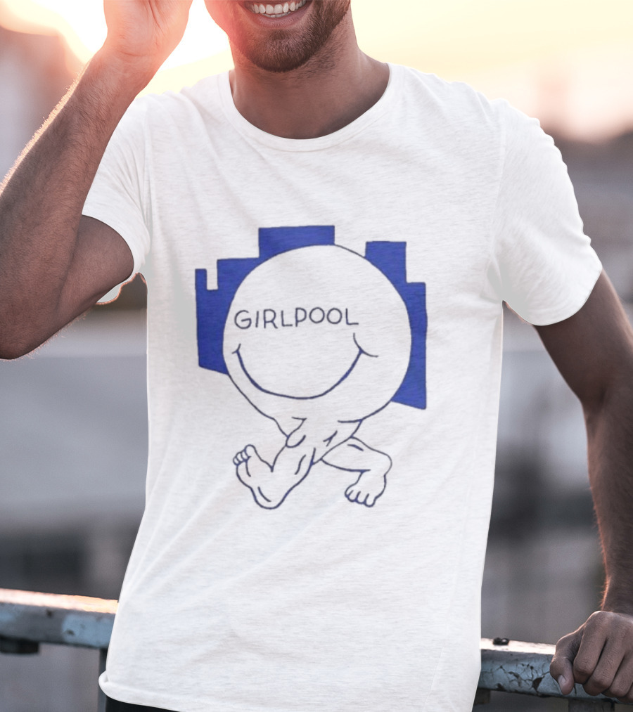 GIRLPOOL Happy Face Blue Smiling T-Shirt