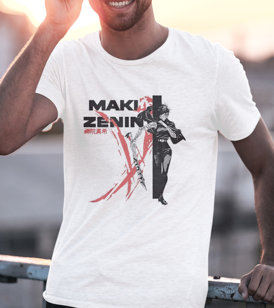 Maki Zenin Jujutsu Kaisen Anime Red Brush T-Shirt