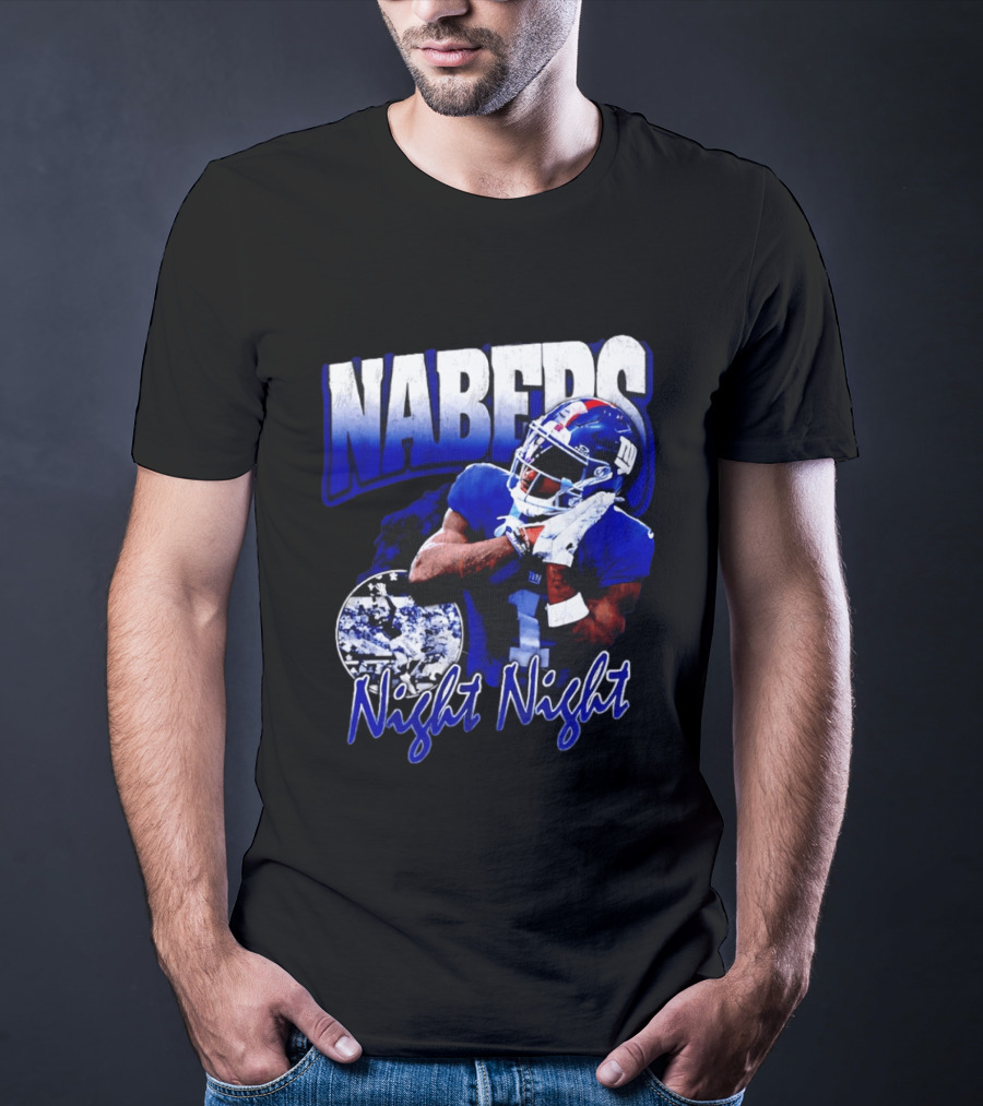 Nabers Night Night Football New York Giants T-Shirt