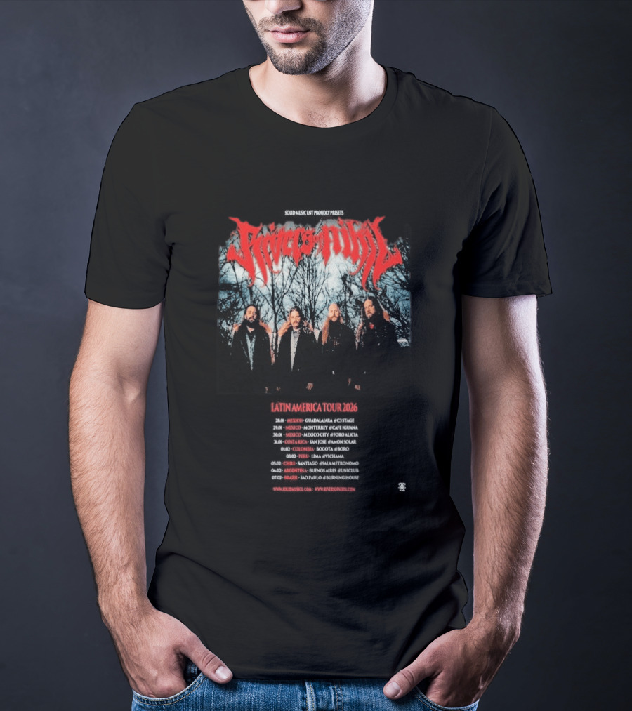 Rivers Of Nihil Latin America Tour 2026 Band Photo With Tour Dates And Locations T-Shirt