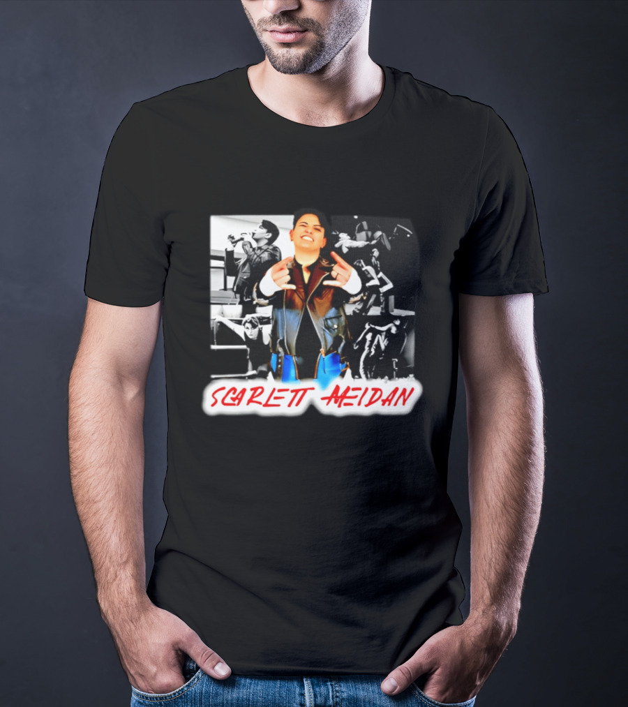 Scarlett Meidan Highlight Collage Jacket Pose T-Shirt