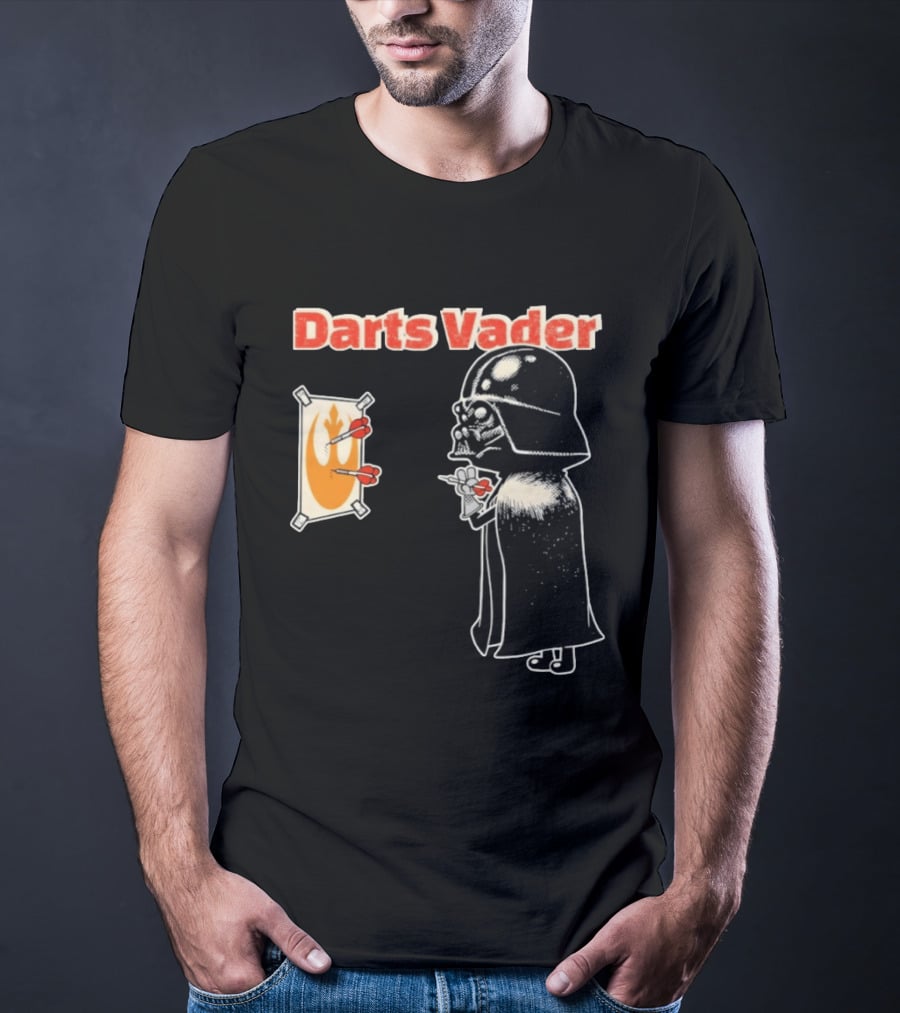Darts Vader Playing Targets With Iconic Galactic Dartboard Opponent T-Shirt