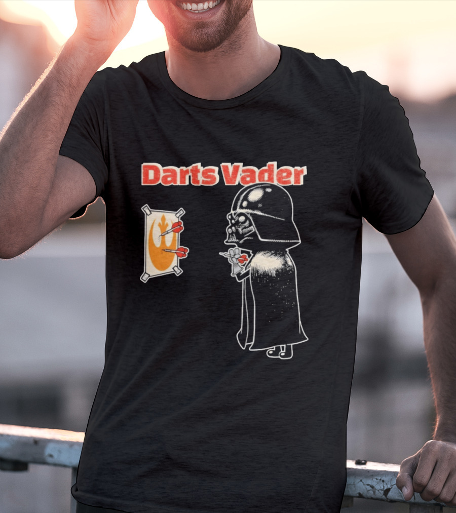 Darts Vader Playing Targets With Iconic Galactic Dartboard Opponent T-Shirt