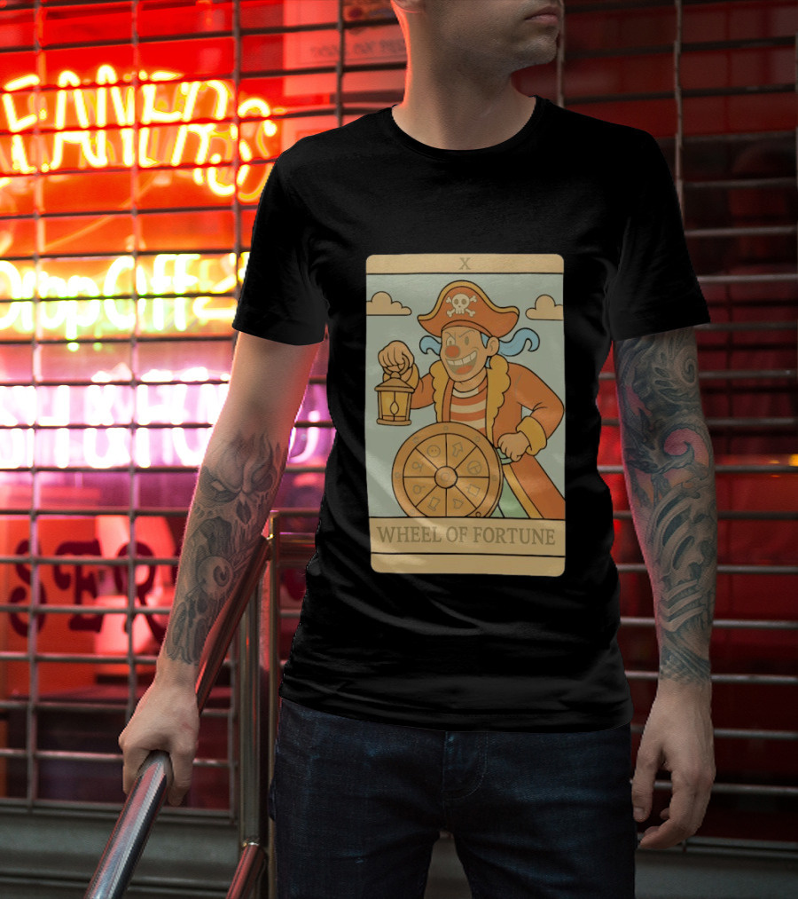 Wheel Of Fortune Tarot Card Pirate Clown Lantern Fortune Wheel T-Shirt