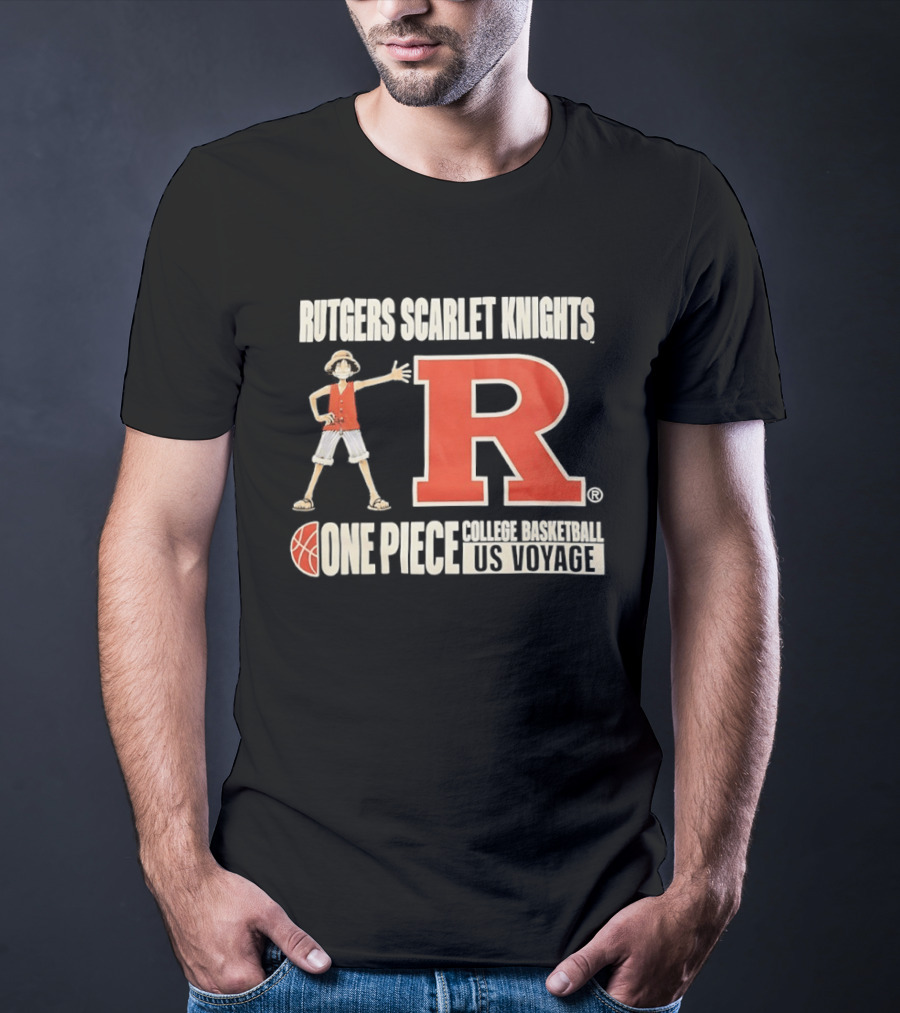 Rutgers Scarlet Knights Luffy One Piece College Basketball US Voyage T-Shirt