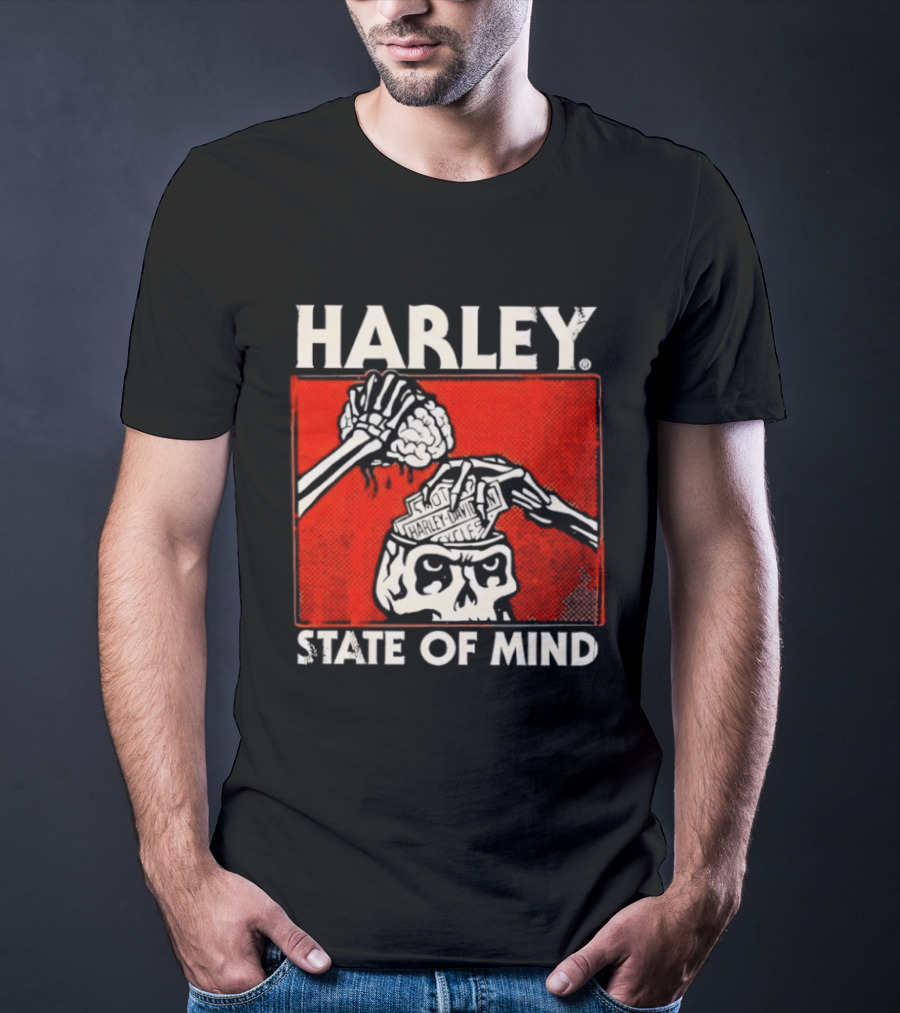 Harley Davidson State Of Mind Skull Skeleton Brain T-Shirt