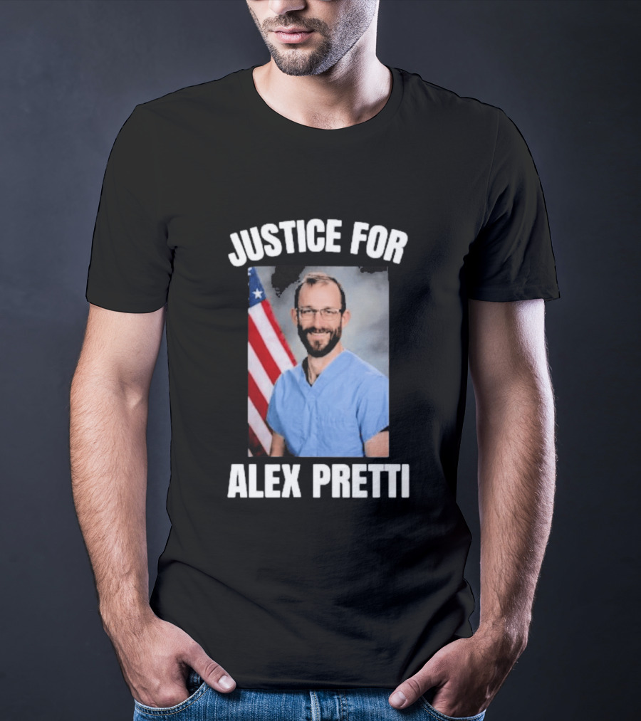 Justice For Alex Pretti American Flag Support T-Shirt