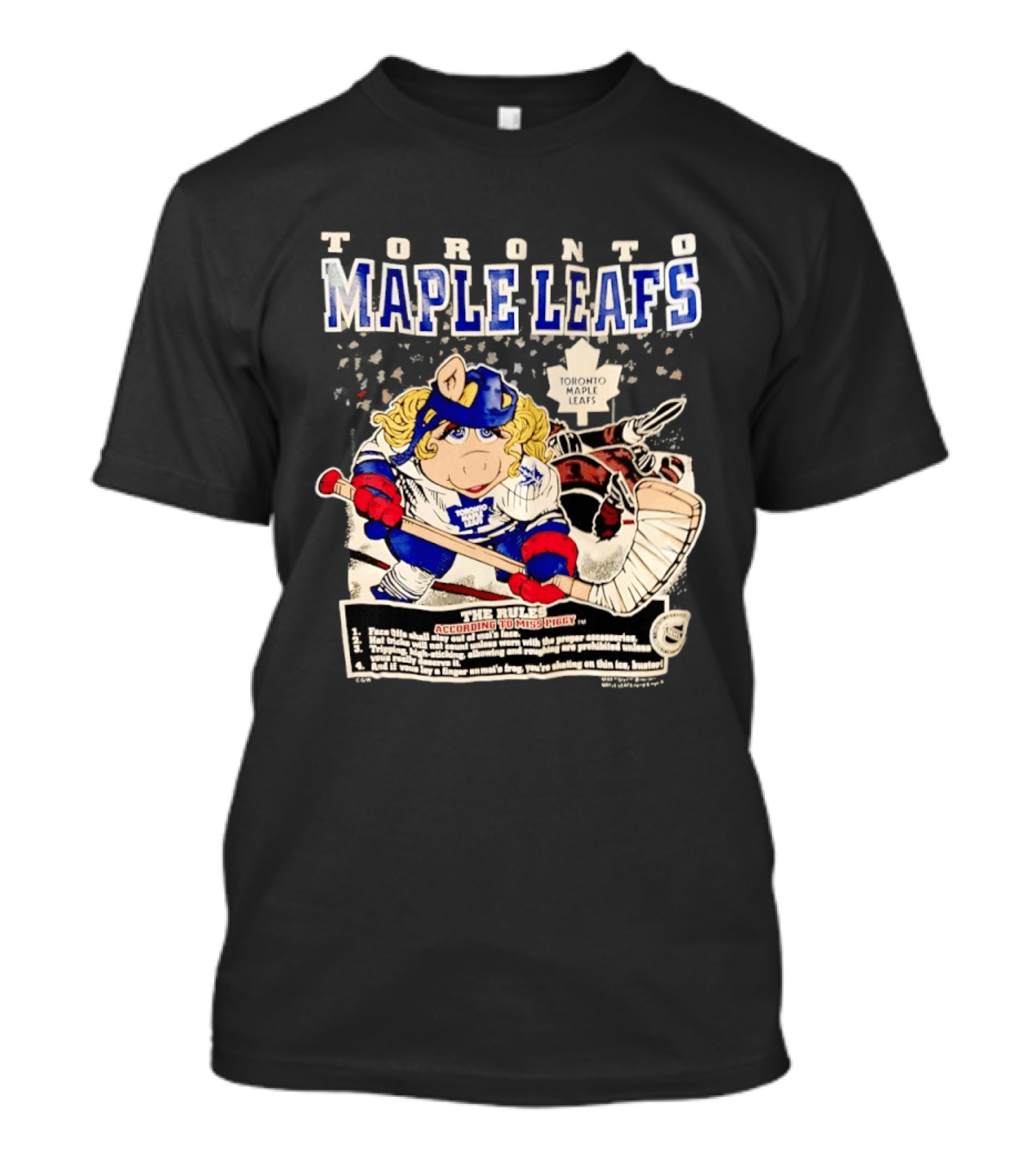 Toronto Maple Leafs Miss Piggy Hockey Collaboration With Iconic Rules And Goalie T-Shirt