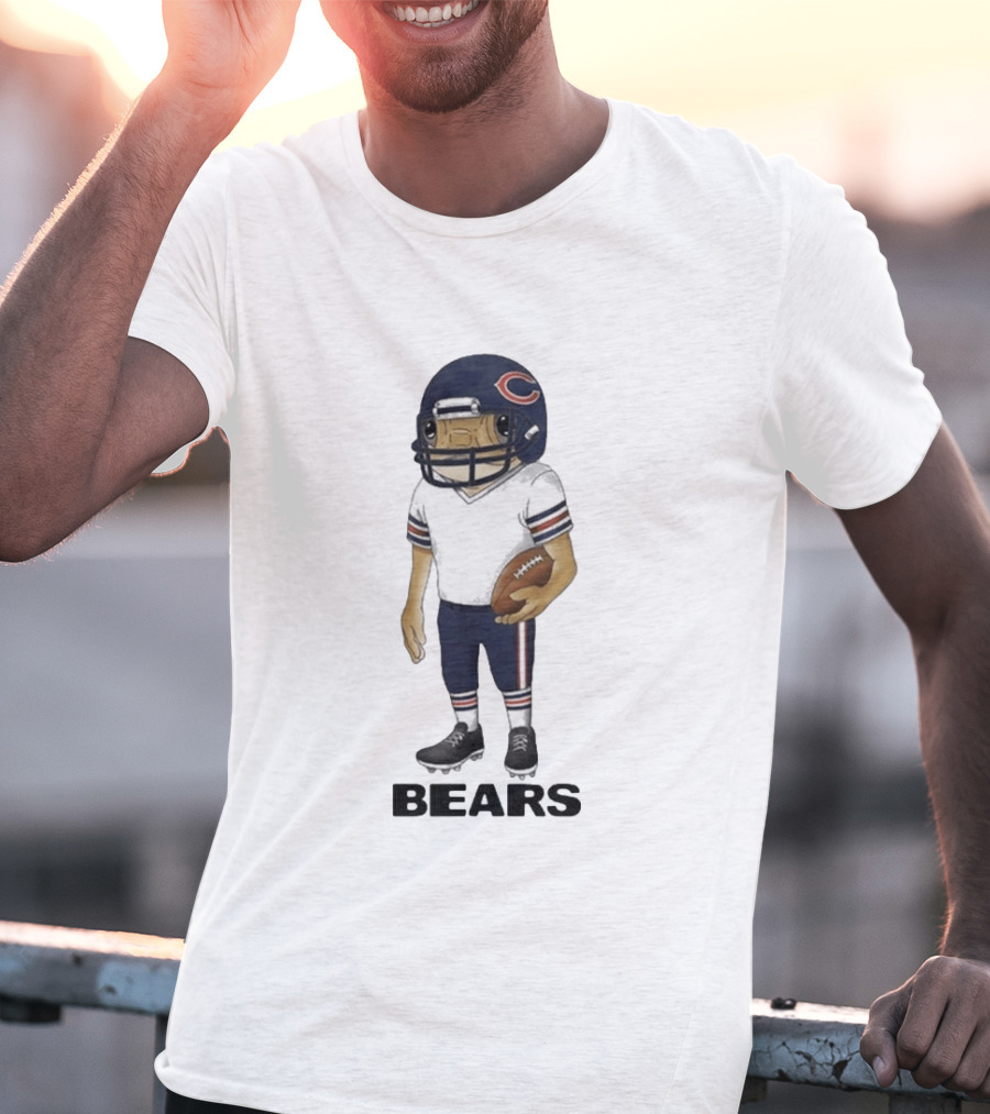 Bad Bunny Chicago Bears Concho Helmet Character With Football T-Shirt